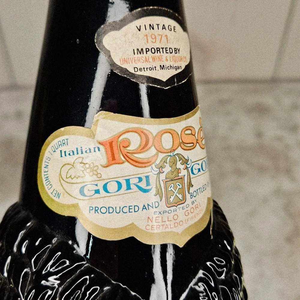 Vtg 1971 Black Glass Sitting Poodle Dog‎ Wine Decanter Bottle Detroit MI Italy